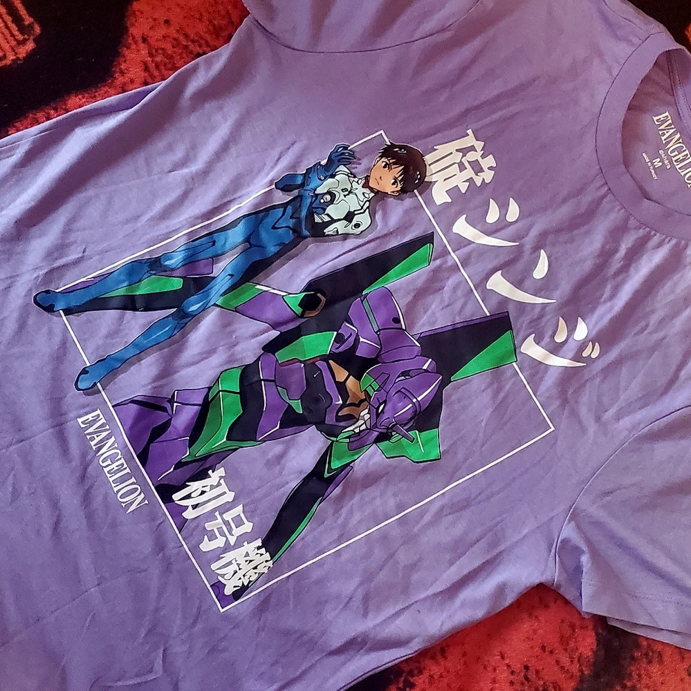 purple anime shinji ikari neon genesis evangelion nge primark exclusive t-shirt